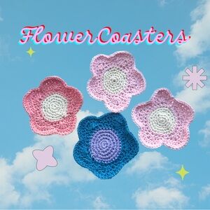 Crochet flower coaster set custom made!